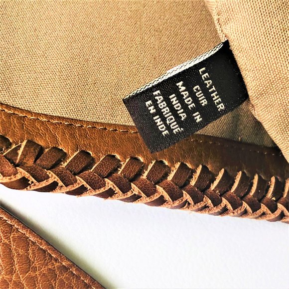 FRYE  Crossbody/ Shoulder Woven Saddle Cognac Leather Handbag NWT and Dust Bag - Picture 6 of 8